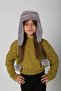 Gray Plush Fur Girl's Beanie Hat with Earmuffs and Pompom - 3