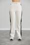 Women's Elastic Waist High Waist Three Thread Ribbed White Sweatpants with Side Panels - 6