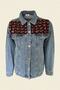 Copper Flower Embroidered Light Color Jean Jacket - 3