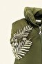 Silver Leaf Embroidered Green Bomber Puffer Vest - 5