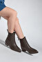 Women's Pointed Toe Elastic Cowboy Back Zipper Heeled Western Boots Esoma Brown - 4