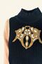 3-Color Knitwear Sweater with Orange Embroidery on Leather - 4