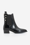 Women's Pointed Toe Elastic Cowboy Back Zipper Heeled Western Boots Esoma Black - 3