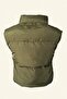 Silver Leaf Embroidered Green Bomber Puffer Vest - 4