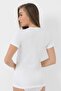 Women's White T-Shirt Short Sleeve Undershirt 100% Cotton Ribbed - 4