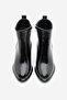 Women's Stitching Detailed Thick Heeled Boots Kanis Black Patent Leather - 5