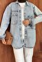 Double pocket detailed denim shirt ice blue - 3
