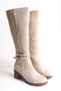 Zauhilde Women's Buckle Detailed Heeled Boots 0012746 Matte Beige - 7