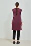 Women's Plum Long Pocketed Buttoned Combed Cotton Mother Large Size Tunic Vest - 7