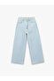 Cotton Button Pocket Regular Waist Crop Wide Leg Jean Trousers - Wide Leg Jean - 4