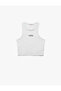 Slim Fit Embroidery Detailed Crop Halter Neck Tank Pajama Top - 3