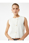 Buttoned Crew Neck Sleeveless Knitwear Vest - 2
