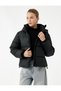 Polar Pocket Detailed Zippered Long Sleeve Hooded Crop Puffer Coat - 2