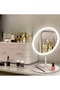 Round Adjustable LED Makeup Mirror with Storage Tray White - 4