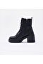 Jane Black Zippered and Laced Leather Women's Heeled Boots - 4