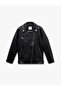 Long Sleeve Faux Leather Biker Jacket with Zipper Pockets - 3
