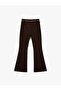 Slim Fit Pocketed Belt Detailed Spanish Leg Fabric Trousers - 4