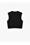 Sleeveless Crew Neck Vest with Metal Accessories - 2