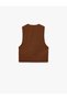 Slim Fit V-Neck Lacing Detailed Crop Faux Suede Vest - 4