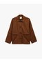 Pocketed Shirt Collar Long Sleeve Buttoned Faux Suede Jacket - 3