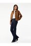 Classic Shirt Collar Button Pocket Long Sleeve Crop Faux Suede Jacket - 2