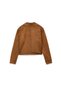Classic Shirt Collar Button Pocket Long Sleeve Crop Faux Suede Jacket - 4