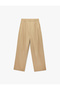 Cotton Pocket Pleated Detail High Waist Fabric Baggy Pants - 3