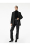Straight Wide Leg Faux Leather Trousers with Pockets - 2