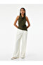Sleeveless Backless Draped Asymmetrical Degaje Neckline Blouse - 2