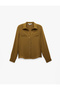 Crepe Fabric Buttoned Long Sleeve Shirt with Applique Detail - 3