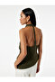 Sleeveless Backless Draped Asymmetrical Degaje Neckline Blouse - 3