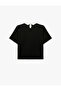 Color Contrast Short Sleeve Shirt Collar Stone Detailed T-Shirt - 5
