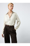 Classic Lapel Button Long Sleeve Satin Shirt - 2