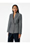 Slim Fit Pocketed Long Sleeve Double Breasted Blazer Jacket
