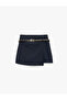 Slim Fit Belted Double-Breasted Mini Shorts Skirt - 3