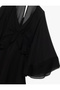 V Neck Bat Sleeve Flounce Mini Tulle Dress - 5