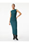 Wrap Fabric Sleeveless Crew Neck Drape Detail Midi Pencil Dress