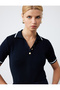 Buttoned Short Sleeve Polo Neck Knitwear Sweater - 2