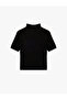 Regular Fit Short Sleeve Stand Collar Textured Knit Sweater - 3