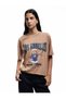 Short Sleeve Crew Neck Cotton Teddy Bear Printed Oversize T-Shirt - 2