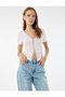Slim Fit Short Sleeve Ruched Cotton V Neck T-Shirt
