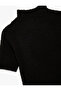 Regular Fit Short Sleeve Stand Collar Textured Knit Sweater - 5