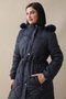 Beli Gathered Quilted Coat Navy Blue - 2