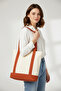 Canvas Tote Bag Brown Gusseted Shoulder Bag 320 Gr Front Pocket 100% Cotton 40X35X12 cm