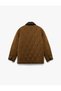 Long Sleeve Classic Collar Snap Button Pocket Quilted Jacket - 5