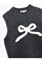 Bow Patterned Crew Neck Sleeveless Knit Sweater - 5