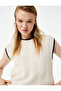 Hair Braided Textured Sleeveless Ribbed Crew Neck Sweater