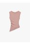 Slim Fit Asymmetric Crew Neck Sleeveless T-Shirt - 3