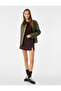 Slit Detailed Zippered Standard Waist Viscose Blended Mini Short Skirt