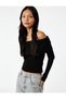 Long Sleeve Slim Fit Off-The-Shoulder Ribbed Knit Sweater - 2